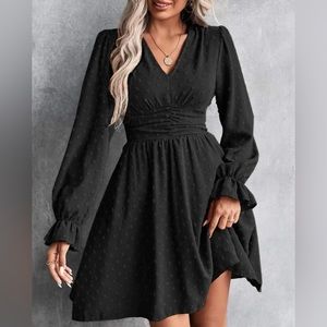 Shein Swiss Dot Flounce Sleeve Dress